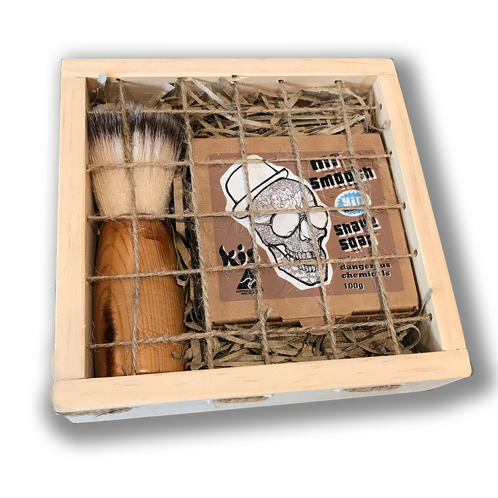 Mr Smooth Shave Kit Vegan Brush and Organic Shave Soap Boxed Kis My